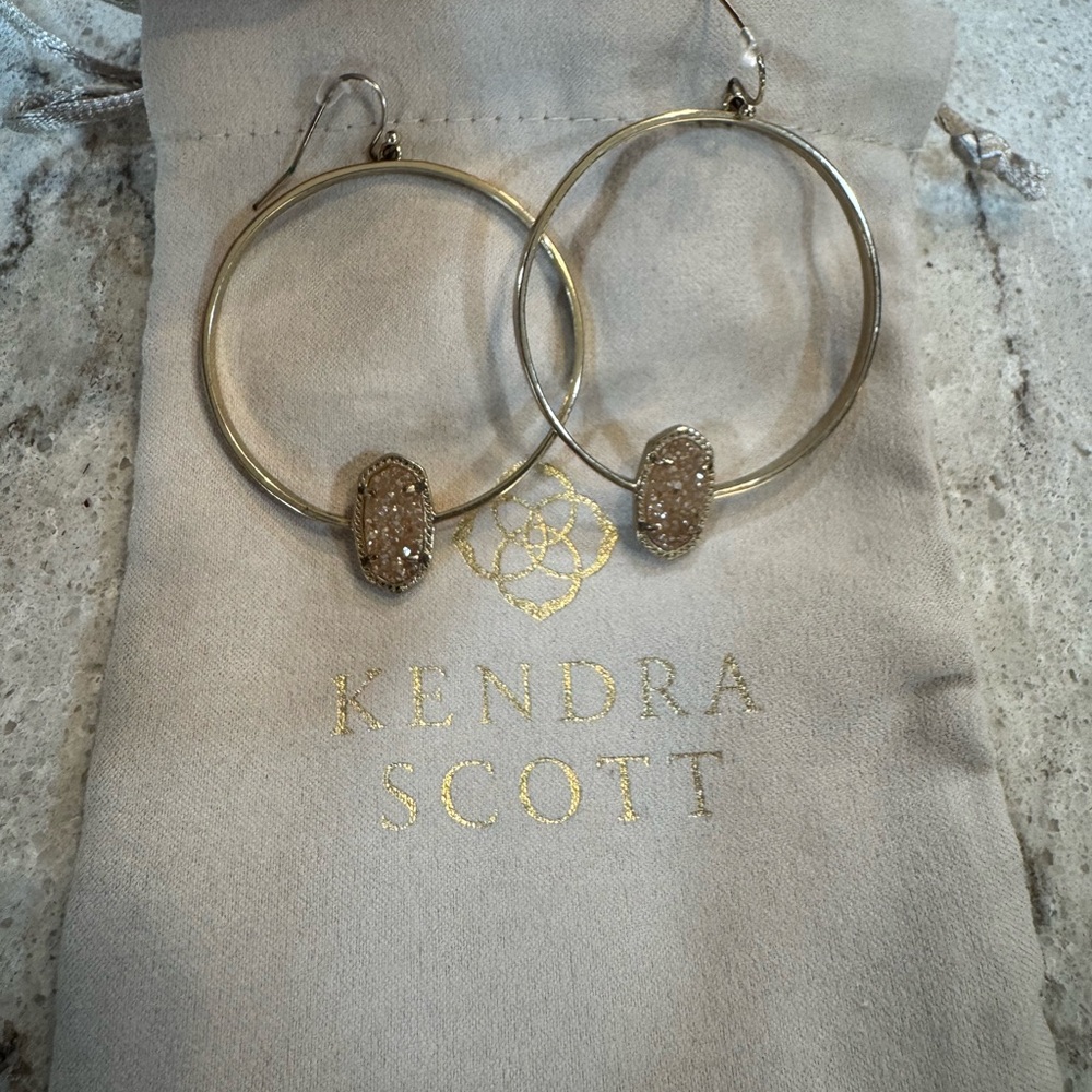 Kendra Scott Elora Gold Druzy Hoop Earrings